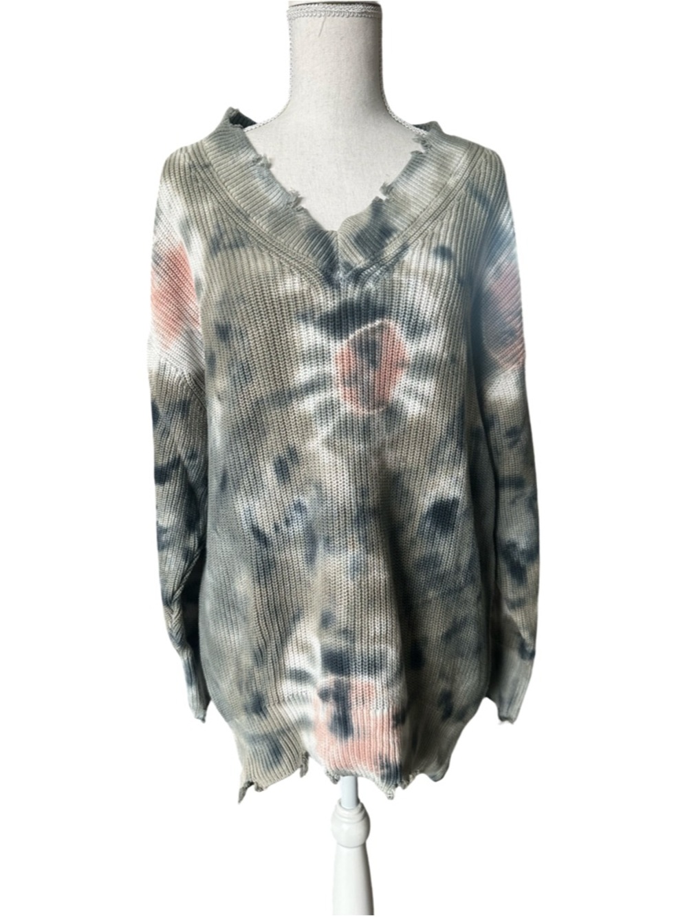 Young Fabulous & Broke Tie Dye Cotton V Neck Sweater S/M NWOT